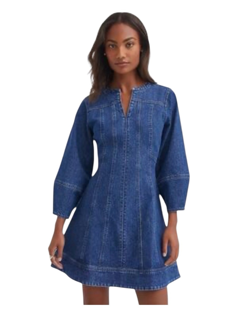 LOFT Denim Barrel-Sleeve Mini Dress